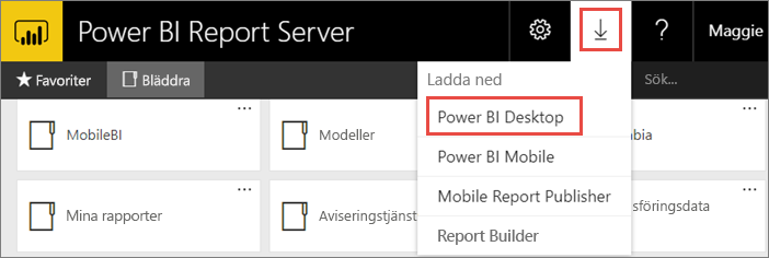 Download Power BI Desktop from the web portal