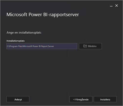 Ange installationssökväg