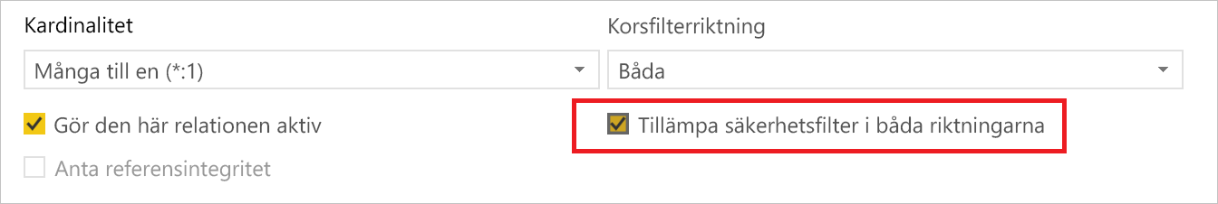 Tillämpa säkerhetsfilter