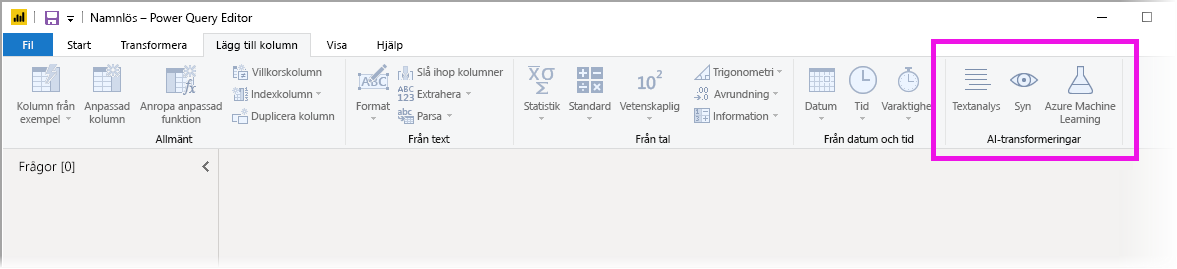 Skärmbild av AI Insights på fliken Lägg till kolumn.