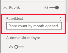 Skärmbild av fönstret Format med rubriktexten angiven.