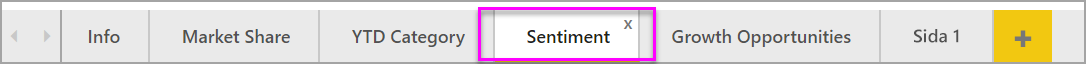 Skärmbild som visar hur du växlar till sidan Sentiment i rapporten.