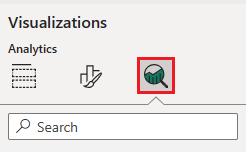 Skärmbild som visar hur du kommer åt avsnittet Analys i fönstret Visualiseringar.