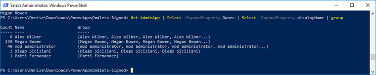 Get-AdminPowerApp, kommando.