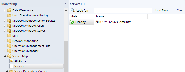 Fönstret Övervakningsservrar i Operations Manager