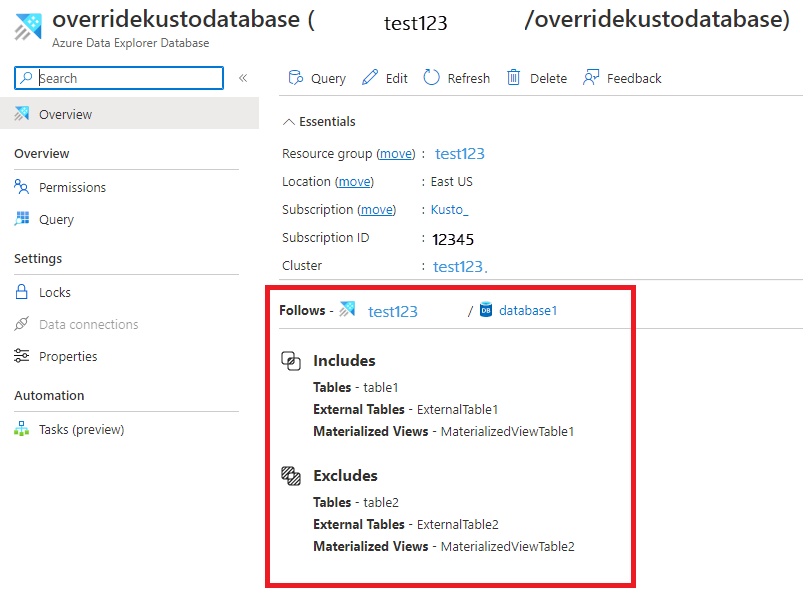 Skärmbild av översiktssidan för databaser med en lista över följarkluster.