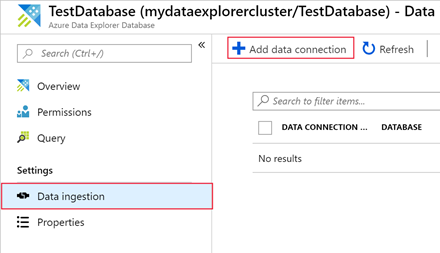 Skärmbild av sidan Datainmatning som visar alternativet Lägg till dataanslutning.