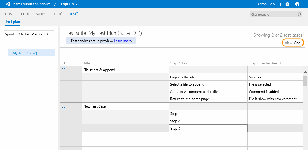 Bulk edit and entry with test grid