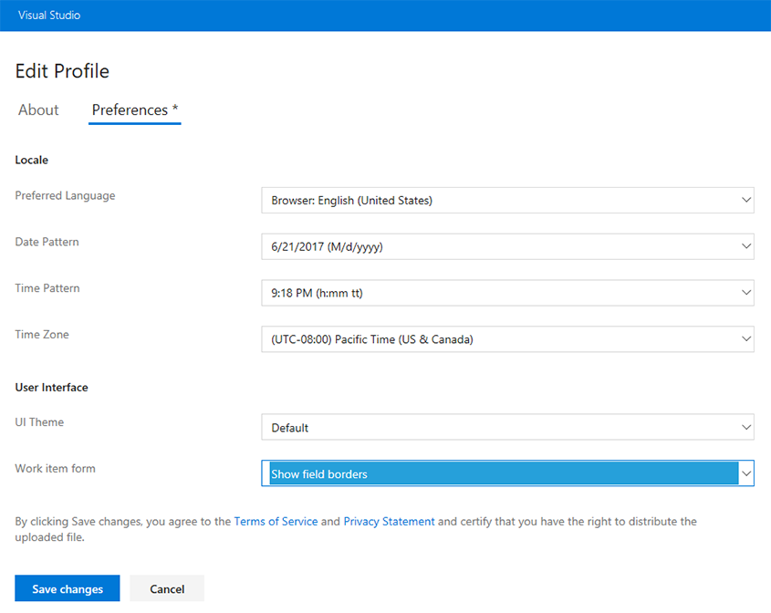 profile setting