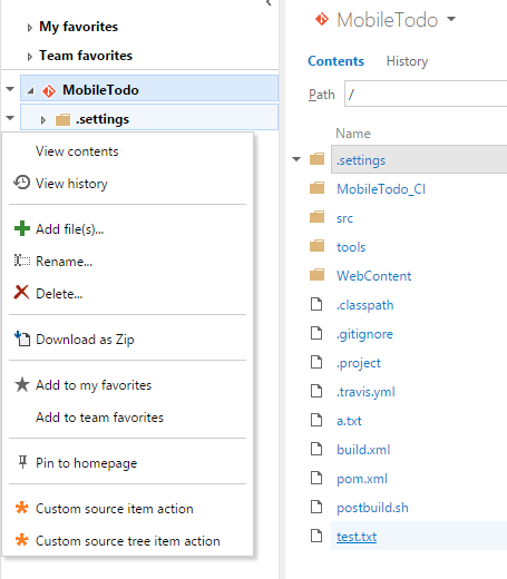 Source Item Tree Actions, TFS versions