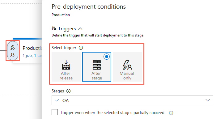 A screenshot showing pre-deployment triggers.