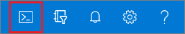 Skärmbild som visar Cloud Shell-knappen i Azure Portal