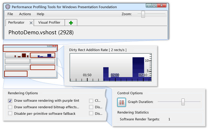 Perforator main window with options selected