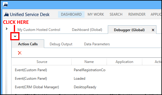 Expanded testing area in debugger