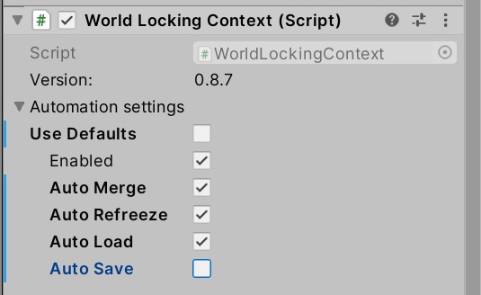 Settings for auto-load but application controlled save