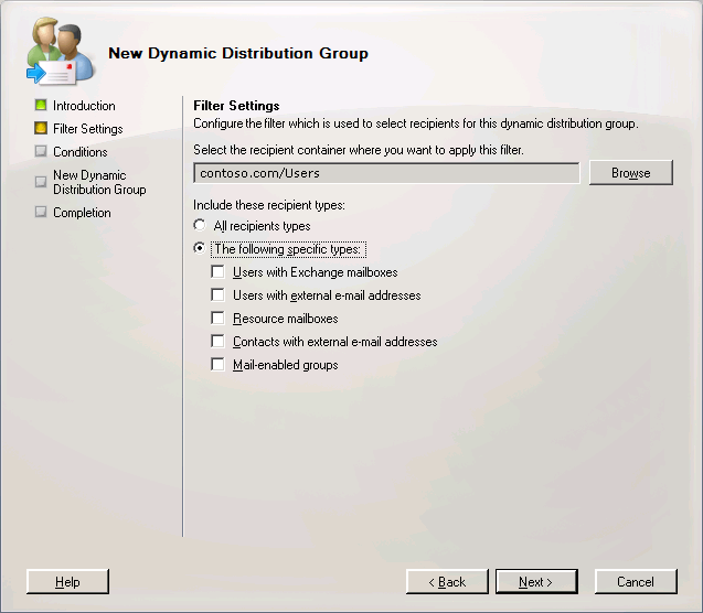 Filter Settings page