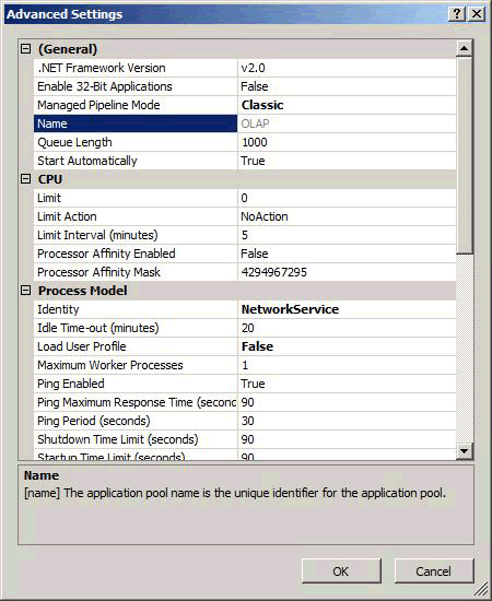 Screenshot of Advanced Settings property page