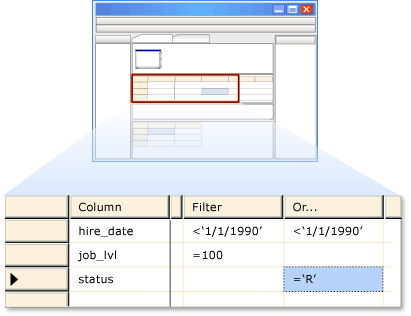 The WHERE clause in the Criteria Pane 2