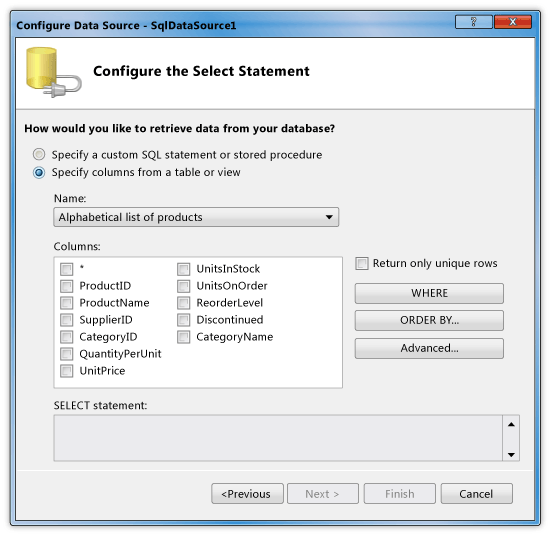 Configure data source