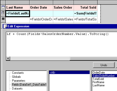 Edit expression dialog for group textbox