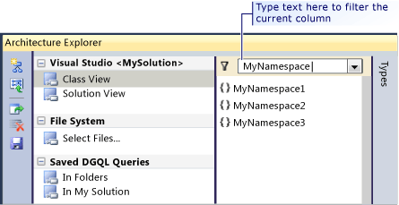 Filter the current column by name