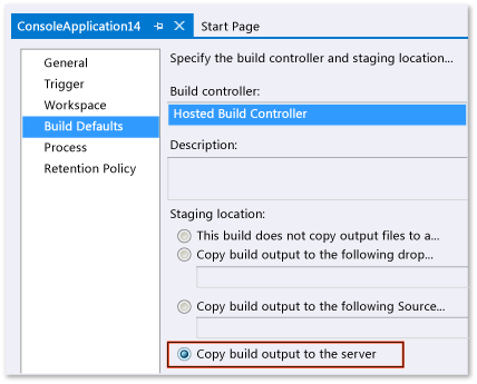 Drop outputs to TFS