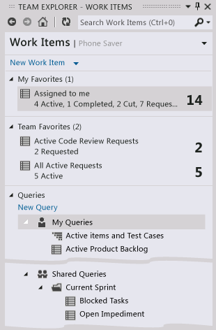 Work Item Queries and Favorites in Team Explorer