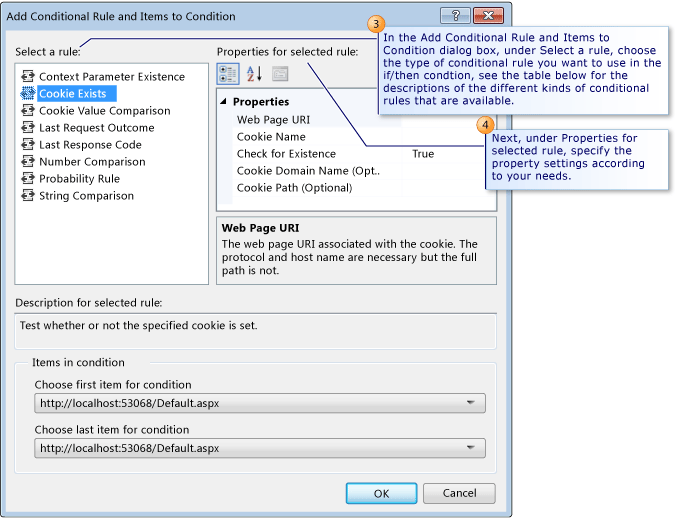 Adding branch condition rules and properties