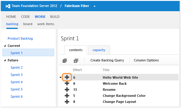 Add a task to an item in the sprint backlog