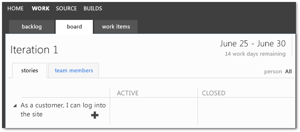 Task board for non-updated Agile team project