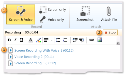 Start recording a feedback session