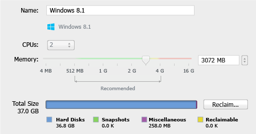 Parallels configuration settings