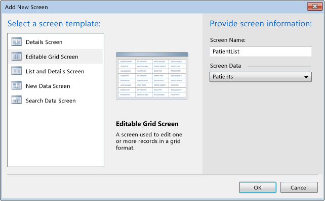 Defining the PatientList screen