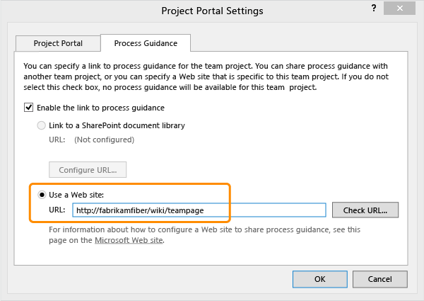 Specify Web site for process guidance