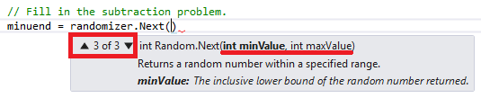 Overload for Next() method in IntelliSense