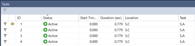 Four running tasks in Tasks window