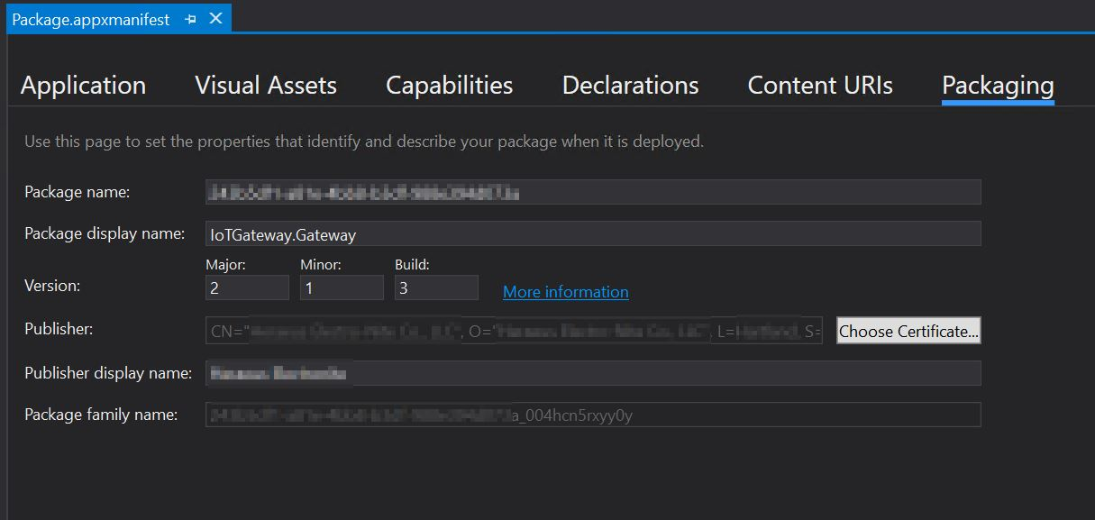 Package manifest screen