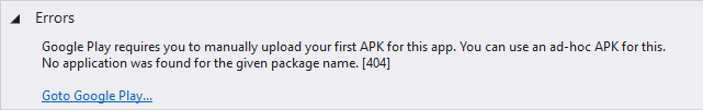 You must manually upload your first APK for this app