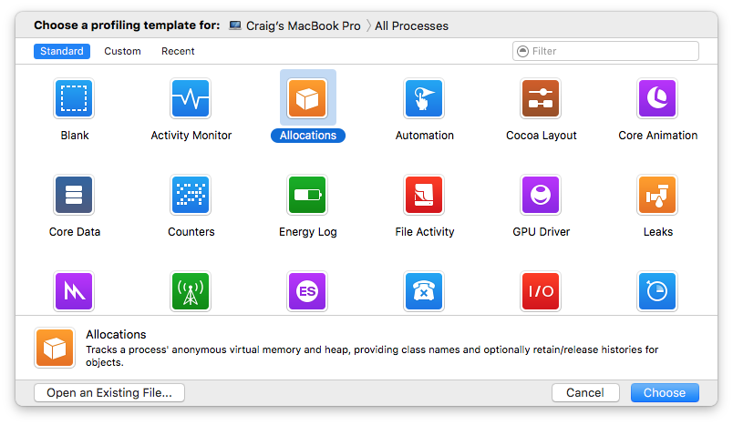 Choose the Allocations template