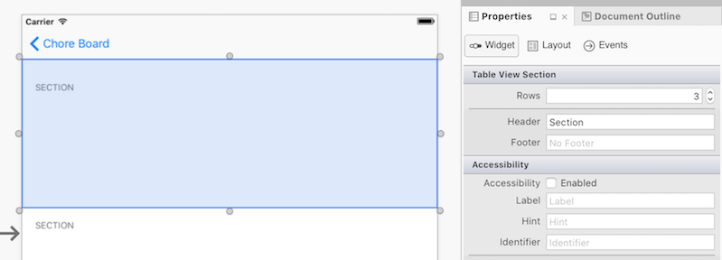 setting the top section to three rows