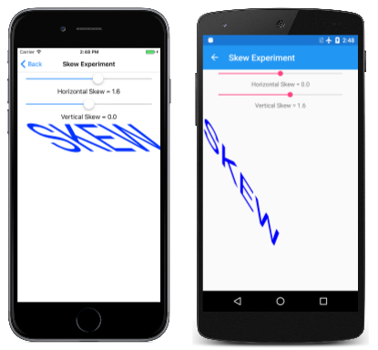 Triple screenshot of the Skew Experiment page