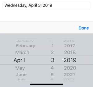 Screenshot of a DatePicker