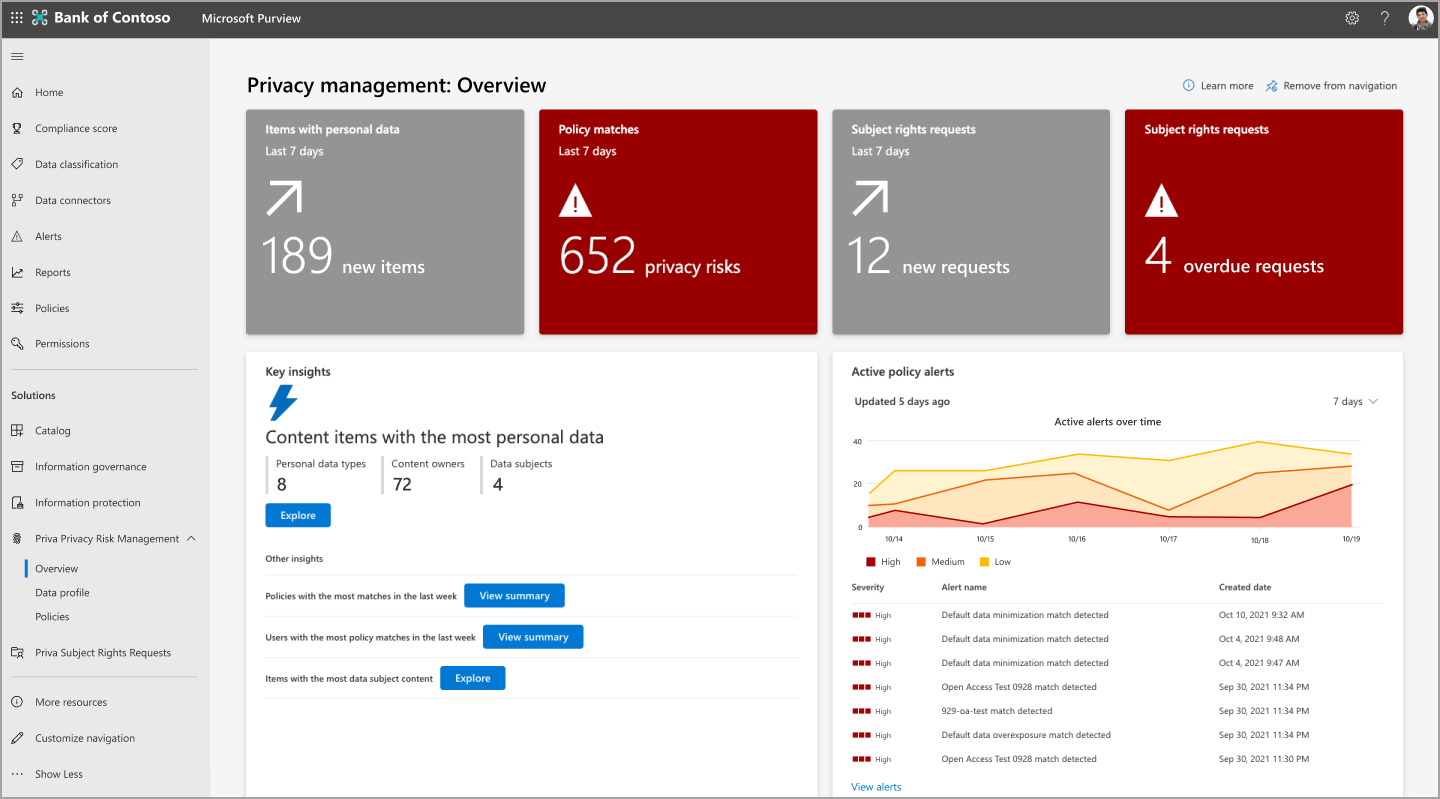 Privacy risk management overview page.