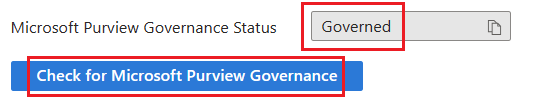 Screenshot that shows Azure SQL is governed by Microsoft Purview.