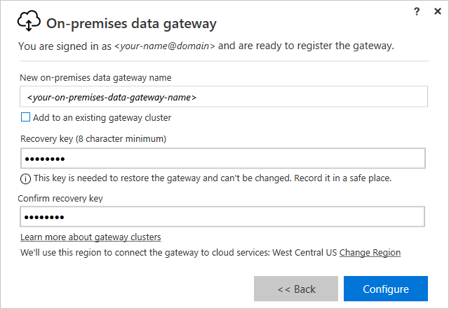 Screenshot that shows prompt to configure.