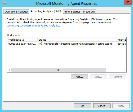 Status: Microsoft Monitoring Agent har anslutits.