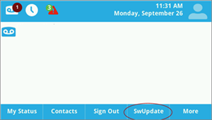 Screen shot showing the SwUpdate option.