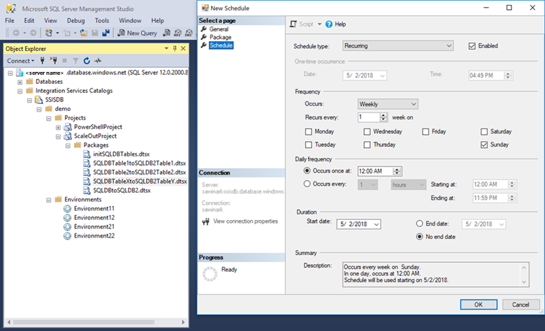 Schedule page of New Schedule dialog box