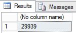 En skärmbild från SSMS som visar en resultatuppsättning med radantalet 29 939.