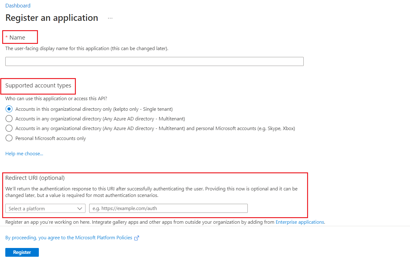 Screenshot of registration form.